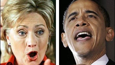 Democratic presidential hopefuls Sen. Hillary Rodham Clinton, D-N.Y. and Sen. Barack Obama, D-Ill., Tuesday, March 4, 2008. 