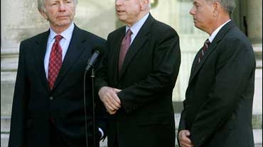 John McCain, Joe Lieberman and Lindsey Graham in Paris 