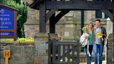 Kate and Gerry McCann leaving St. Mary & St. John Rothley Parish Church, Rothley, Leicestershire 