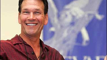 Actor Patrick Swayze speaks to students and faculty of the Nevada Ballet Theatre in Las Vegas, Thursday, July 28, 2005,to promote "One Last Dance, " a full length feature film set for DVD release Aug 23. 