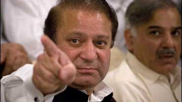 Former Prime Minister Nawaz Sharif gestures during a press conference in Islamabad, Pakistan 