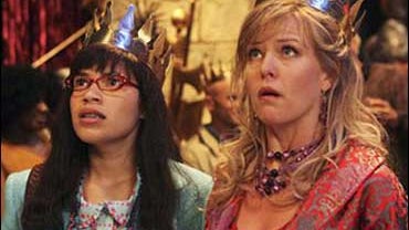 America Ferrera and Ashley Jensen in a scene from ABC's "Ugly Betty." Jensen stars as Christina McKinney, the seamstress for the fictional Mode magazine and Betty's one true ally in the office. 