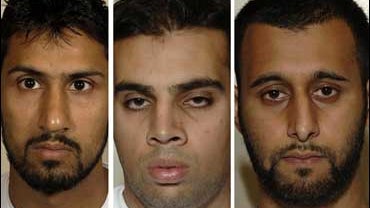From left: Abdullah Ahmed Ali, Assad Sarwar and Tanvir Hussain, who have been found guilty of conspiracy to murder by a jury at Woolwich Crown Court, London. 