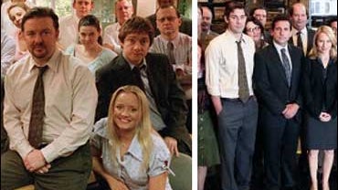 The casts of the BBC's version of "The Office" and NBC's version 