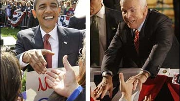 Sen. Barack Obama, D-Ill. in Indianapolis, Ind., and Sen. John McCain, R-Ariz., in Denver, Colo. 