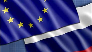 European Union and Russian flags 