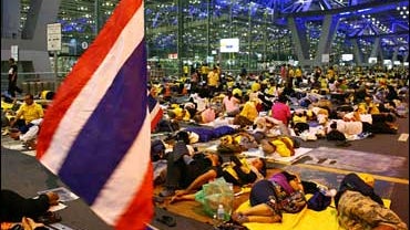 Anti-Government Protestors at Suvarnabhumi Airport in Bangkok, Thailand 