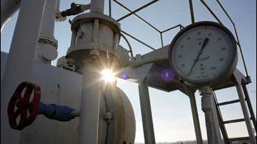 a gas pressure gauge of a gas pipeline from Russia is seen in a gas storage and transit point in Boyarka, just outside Kiev, Ukraine 