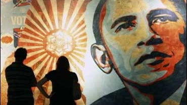 Artist Shepard Fairey created the iconic campaign poster image of Barack Obama.