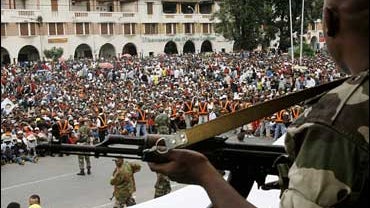 Supporters of opposition leader Andry Rajoelina gather for a rally in Antananarivo, Madagascar 