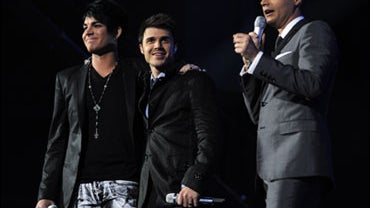 Adam Lambert, Kris Allen, host Ryan Seacrest 