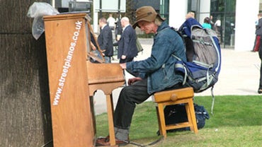 The "Play Me, I'm Yours" project installed 30 pianos on London's streets, inviting anyone to become a street musician. 