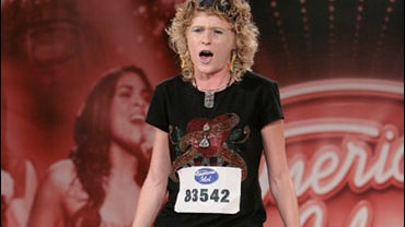 In this undated image released by FOX, "American Idol" contestant Alexis Cohen, 23, of Allentown, Pa., performs in front of the judges during tryouts for the program's seventh season in Philadelphia. (AP Photo/FOX, Michael Becker) 