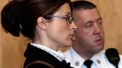 Shepherd Hill Regional High School teacher Amber S. Jennings is arraigned in Worcester Superior Court Thursday, Feb. 24, 2005, in Worcester, Mass. Jennings faces a charge of inducing a minor under 18 ``to have unlawful sexual intercourse'' and disseminati 
