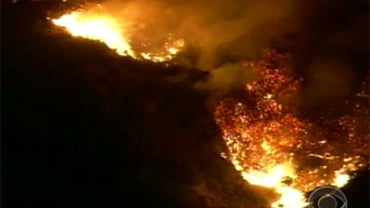 Aerial view of the Station Fire in Angeles National Forest, August 29, 2009. 