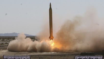 A photo released by Iran's semi-official news media claims to show the launch of an Iranian Revolutionary Guard Shahab-3 medium-range missile at an undisclosed location Monday, Sept. 28, 2009. 