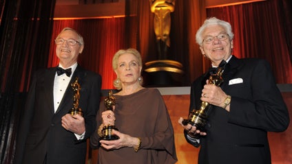 Filmmaker Roger Corman, actress Lauren Bacall, and cinematographer Gordon Willis pose with their honorary Oscars following the Academy of Motion Picture Arts and Sciences' 2009 Governors Awards, Saturday, Nov. 14, 2009, in Los Angeles. 