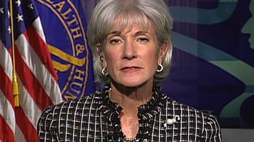 U.S. Health Secretary Kathleen Sebelius responds to a question from CBS Evening News Anchor Katie Couric. 