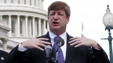 Rep. Patrick Kennedy, D-R.I. gestures during a health care news conference on Capitol Hill in Washington, Tuesday, Sept. 22, 2009. (AP Photo/Harry Hamburg) 
