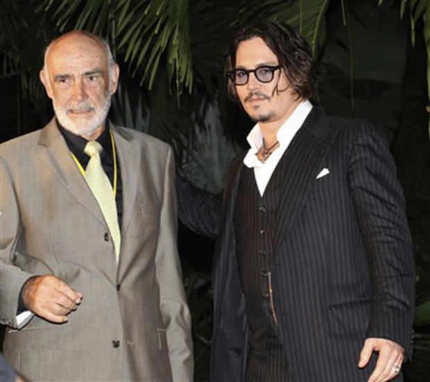 Johnn Depp Greets Sean Connery in the Bahamas 