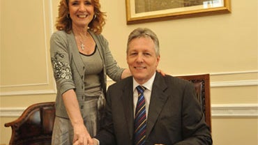A May 6, 2008 file photo of Iris Robinson with her husband, Northern Ireland First Minister Peter Robinson. 