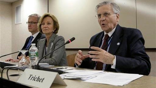 Jean Claude Trichet, Elena Salgado, Olli Rehn 