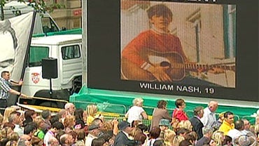 picture of a rally celebrating british prime minister david cameron's apology for the bloody sunday violence in 1972 