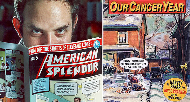 Left: Harvey Pekar with his American Splendor graphic novel.  Right: &amp;amp;quot;Our Cancer Year.&amp;amp;quot; (AP Photo/Mark Duncan/Harvey Pekar) 