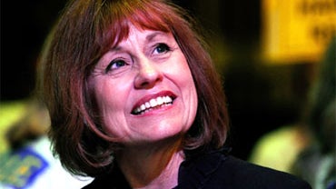 U.S. Republican Senate candidate Sharron Angle smiles during the Nevada Republican Party 2010 State Convention at the Green Valley Ranch Station Casino July 9, 2010 in Henderson, Nevada. Angle will face U.S. Senate Majority Leader Harry Reid (D-NV) in the 
