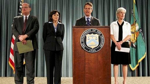 Timothy Geithner, Hilda Solis, Kathleen Sebelius, Michael Astrue 