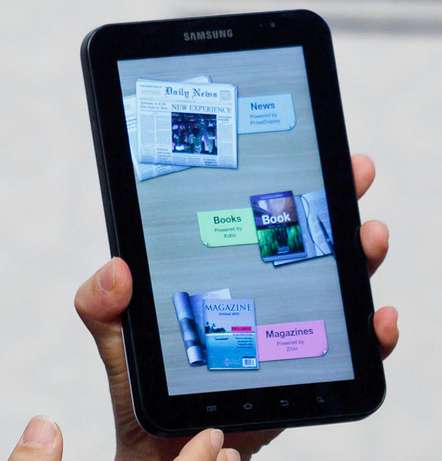 The Galaxy Tab comes with its own e-reader application among others supplied by Samsung. 