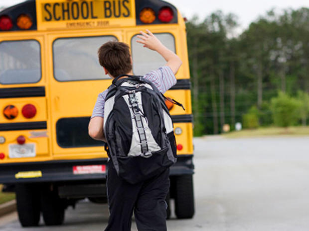 boy, kid, running after bus, school bus 