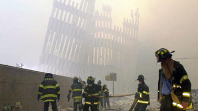 Firefighters search rubble of collapsed World Trade Center 