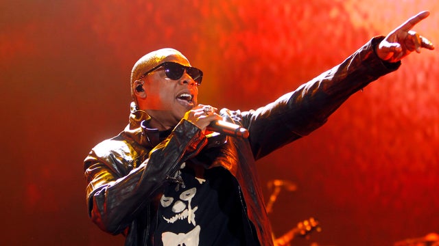 Jay-Z performs during a concert at Yankee Stadium, Monday, Sept. 13, 2010, in New York. (AP Photo/Jason DeCrow) 
