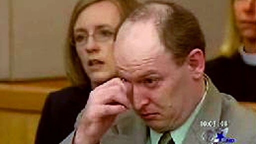 Stephen Brodie reacts to being exonerated by a Texas judge, September 27, 2009, of a 1991 sexual assault of a 5-year-old girl.  