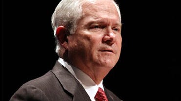 Secretary of Defense Robert Gates speaks at Duke University in Durham, N.C., Wednesday, Sept. 29, 2010. (AP Photo/Jim R. Bounds) 
