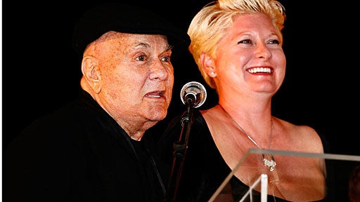 PARIS - APRIL 26: Tony Curtis and his wife Jill talk on stage for the Jules Verne Adventure Film Festival at the Grand Rex on April 26, 2008 in Paris, France. (Photo by Julien M. Hekimian/Getty Images) 