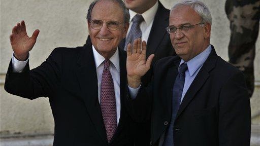 George Mitchell, Saeb Erekat 