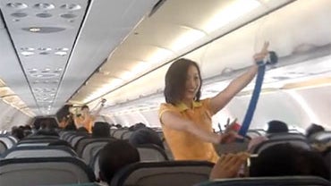 Flight attendants for a the Philippine airline Cebu Pacific dance to Lady Gaga to keep passengers from snoozing through an in-flight safety demonstration. A recording of their dance has become a YouTube sensation. 