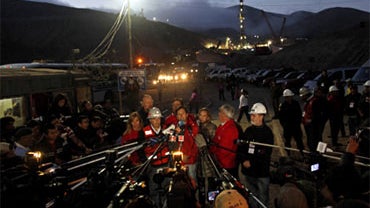 Chile's Mining Minister Laurence Golborne speaks to the press at the San Jose Mine near Copiapo, Chile, Oct. 9, 2010. Golborne said the 33 men trapped for more than two months will probably be pulled out starting Wednesday, Oct. 13. 