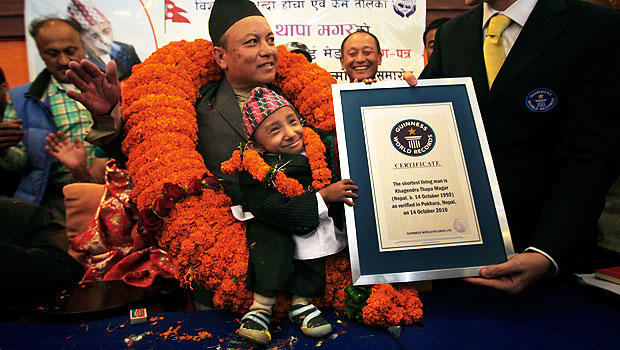 Nepal's Khagendra Thapa Magar awarded shortest man title from Guinness Book Oct. 14, 2010. 