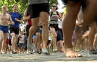 Barefoot Runners Running 