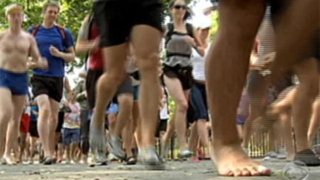 Barefoot Runners Running 