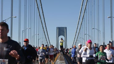 Runners cross the Verrazano-Narrows Bridge at the start of the New York City Marathon Sunday, Nov. 7, 2010 in New York. 