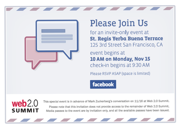 Facebook's invite for its event next week. 