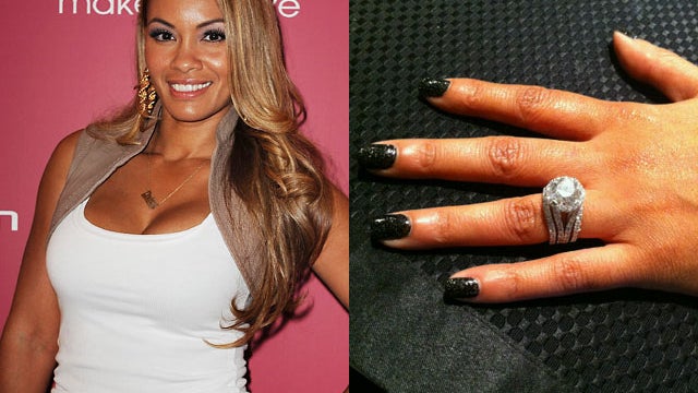 Evelyn Lozada, left, showed off her bling engagement ring, right, on Twitter.  