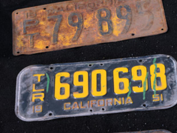 Ols California plates are on display at 