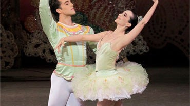 Jenifer Ringer as the Sugar Plum Fairy and Jared Angle as her Cavalier in the New York City Ballet production of "George Balanchine's The Nutcracker." 