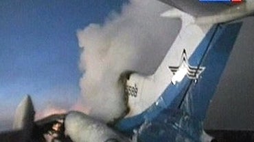 Tail part of Russian passenger Tu-154 aircraft 