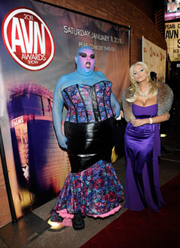LAS VEGAS, NV - JANUARY 08: Performance artist The Infamous Boom Boom (L) and adult film actress Brittany Andrews arrive at the 28th annual Adult Video News Awards Show at the Palms Casino Resort January 8, 2011 in Las Vegas, Nevada. (Photo by Ethan Mille 